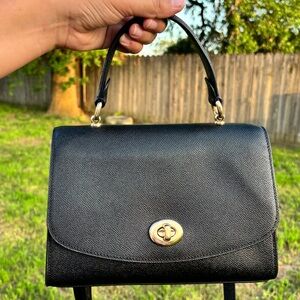 Coach Tilly Top Handle Satchel Black Leather